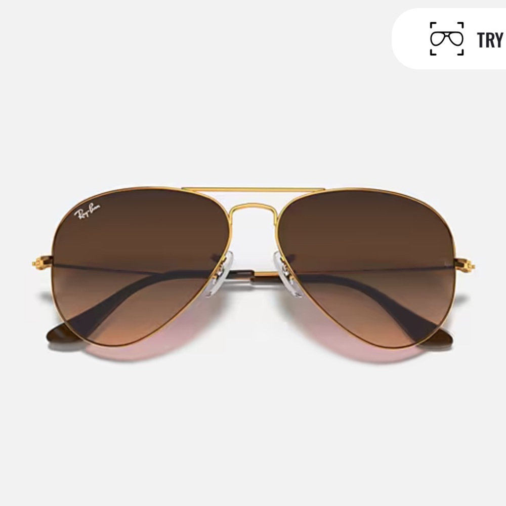Ray-Ban Gold Aviator Sunglasses with Brown Gradient Lenses